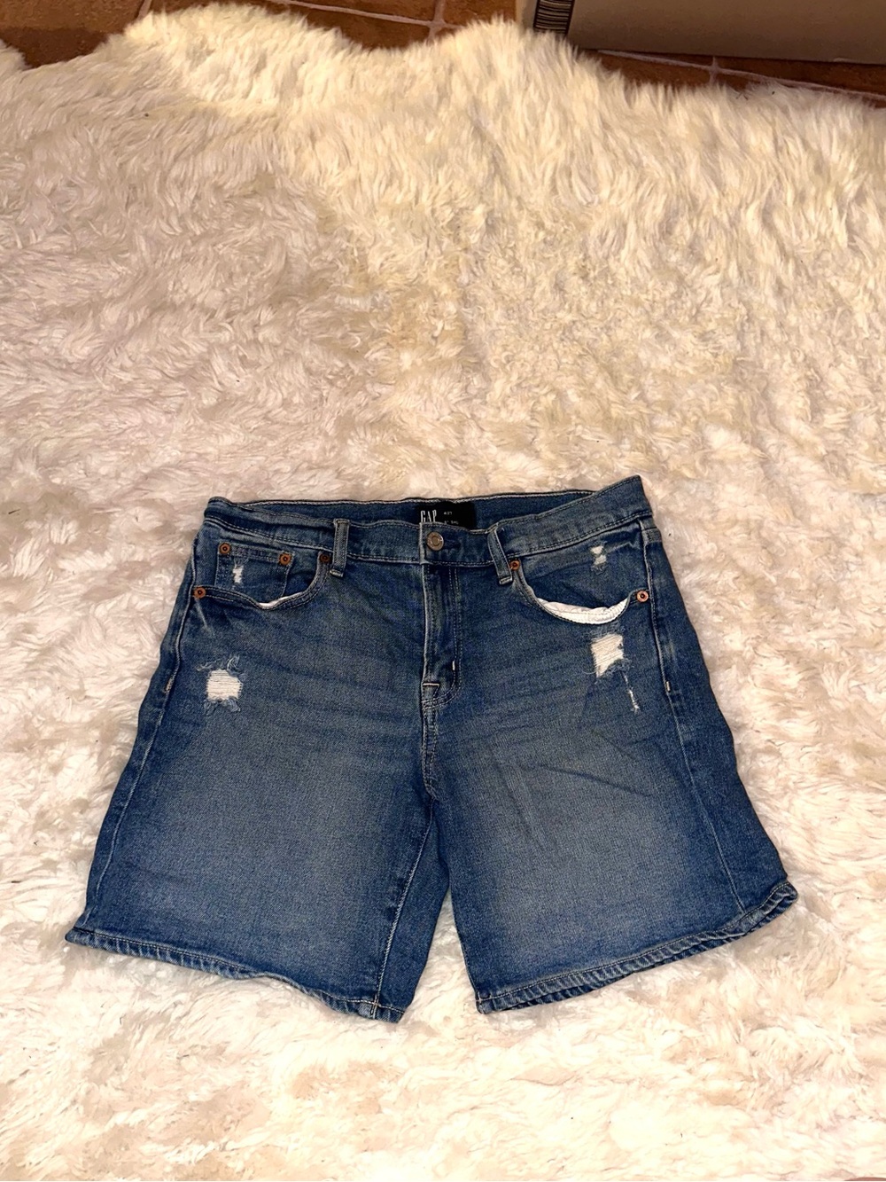 Women's Blue Distressed Denim 5” Shorts